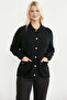 Collared Button Closure Knitwear Cardigan - Black