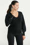 Princess Sleeve V-Neck Knitwear Sweater - Black - 3