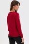 Women's Crew Neck Diamond Pattern Floral Embroidered Knitwear Sweater Red - 4