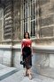 Women's Elegant Design Boat Neck Gathered Blouse