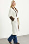 Belted Long Knit Cardigan - Bone - 5