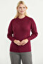 Crew Neck Motif Knitwear Sweater - Claret Red - 2