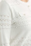 Perforated Motif Buttoned Knitwear Sweater - Bone - 5