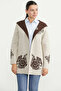 Woolen Double Color Thick Knitwear Jacket - Beige - Brown - 3