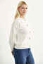 Buttoned Crew Neck Knit Cardigan - Bone - 3