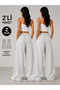 Mnk Sport 2 Piece Women's Tracksuit Bottom Set (Grey+Grey) Oversize, Wide Leg, Comfortable Cut - 3