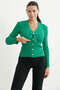 Pearl Buttoned Bow Detailed Knitwear Cardigan - Green - 2