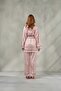 Women's Chain Patterned Satin Kimono Dressing Gown Pajama Set Verona & Belted Nightgown Set, Dowry Honeymoon - 6