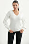Princess Sleeve V-Neck Knitwear Sweater - Bone - 3