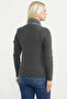 High Collar Quilted Combination Cotton Knitwear Coat - Anthracite - 5