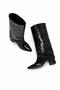 Vienna Black Patent Leather Women's Pointed Toe Stylish Modern Thick Heeled Slip-On Boots - 4