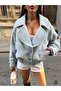 Women's Blue Wide Collar Seasonal Short Jacket - 5