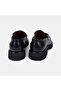Men's Black Apron Stitched Thick Soled Leather Loafer - 5