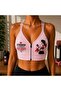 Ribbed Patterned Zippered Sports Bra with Removable Pads Gym Pattern Sports Bustier