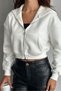Metal Zipper Hooded Crop Sweatshirt Cardigan - 2