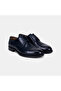Men's Navy Blue Lace-Up Leather Classic Shoes with Stitching Detail