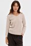 Women's V-Neck Front-Walked Knitwear Sweater Beige