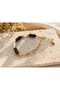 Gold Chain Bracelet with Brown Bead Detail - 2