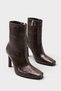Women's Heeled Blunt Toe Side Zipper Casual Boots Momres Brown Crocodile