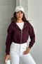 Metal Zipper Hooded Crop Sweatshirt Cardigan - 8