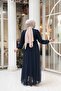 - Balon Kol Navy Blue Hijab Evening Dress 62381L - 4