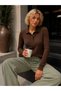 Polo Neck Buttoned Hair Knit Patterned Long Sleeve Slim Knitwear Sweater Aw26Kz00043 - 4