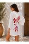 Women's Leopard Printed Hooded Beach Dress Pareo Kimono White (Phoenix)
