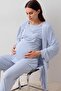 Long Sleeve Lace Lycra Viscose Maternity Dressing Gown Pajama Set - 4