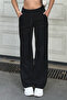 Black Ribbed Detailed Wide-Leg Sweatpants - 2