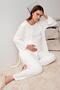 Long Sleeve Lace Lycra Viscose Maternity Dressing Gown Pajama Set - 2