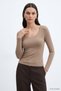 V-Neck Long Sleeve Badi 8266A Mink