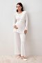 Long Sleeve Lace Lycra Viscose Maternity Dressing Gown Pajama Set - 5