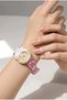 Children's Wristwatch Educational Watch with Rotating Flowers and Rabbit Figures, Pink Silicone Strap (Without Box) - 3