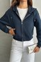 Metal Zipper Hooded Crop Sweatshirt with Hidden Pocket Cardigan - 2