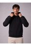 Men's Black Hooded Sweatshirt 3 Thread Soft Fabric with Side Pockets - 5
