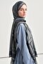 Monogram Pattern Norena Wool Shawl Dark Petrol