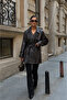 Women's Double-Breasted Collar Belted Faux Leather Short Trench Jacket - Brown - 3