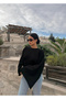 Black Sleeves Flounce Corset Sweatshirt - 2