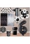 Bal10 6 Years Old Black and White Themed Fan Luxury Birthday Party Set