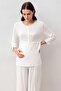 Long Sleeve Lycra Viscose Maternity Dressing Gown Pajama Set - 8