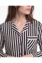 Women's Long Sleeved Striped Front Buttoned Pajama Set Black and White Striped - 2
