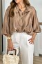 Jakarli Standing Collar, Gold Buttoned Thin Bomber Jacket Shirt Per9775 - 3