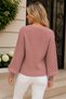Women's Round Neck Long Sleeve Balloon Sleeve Hair Braided Loose Elegant Stylish Cinnamon Knitwear Sweater - 3