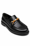 Viola Black Rustic Women's Daily Classic Stone Buckle Moccasin Loafer Shoes - 3
