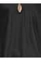 Women's Keyhole Low-Cut Black Satin Long Nightgown Dress Iris & Slip Dress Thin Straps Window Front Dowry Nightgown - 2