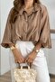 Jakarli Standing Collar, Gold Buttoned Thin Bomber Jacket Shirt Per9775 - 2