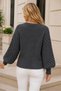Women's Round Neck Long Sleeve Balloon Sleeve Hair Braided Loose Elegant Stylish Anthracite Knitwear Sweater - 3