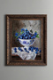 Blueberries in a Blue Floral Bowl - Vintage Patterned Painting - Thick Model
