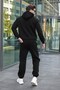 Black Hooded Zipper Detailed Men's Tracksuit Set E7367 - 4