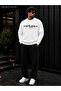 Men's Space Is Created Planet Printed Crew Neck Regular Fit Men's Tracksuit Set / Black Straight Leg Bottom